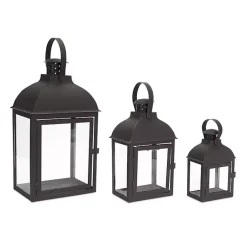 Discount Metal Slope Top Lanterns, Set of 3 Lanterns