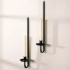 Sale Black Metal Taper Candle Holder Sconces, Set of 2 Sconces