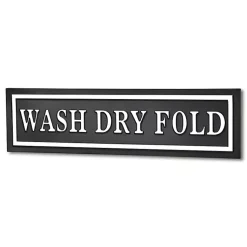 Kirklands Home Wall Quotes & Signs|Black Metal Wash Dry Fold Wall Sign