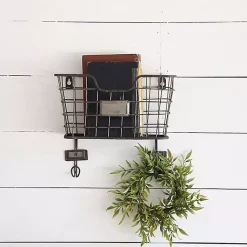 Kirklands Home Wall Storage|Black Metal Wire Mail Wall Pocket