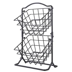 Kirklands Home Kitchen Storage|Metal Wire 2-Tier Square Kitchen Basket Black