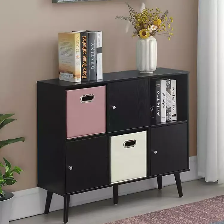 Kirklands Home Cabinets & Sideboards|Mid-Century Modern Cubby Cabinet Black
