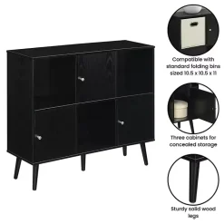 Kirklands Home Cabinets & Sideboards|Mid-Century Modern Cubby Cabinet Black