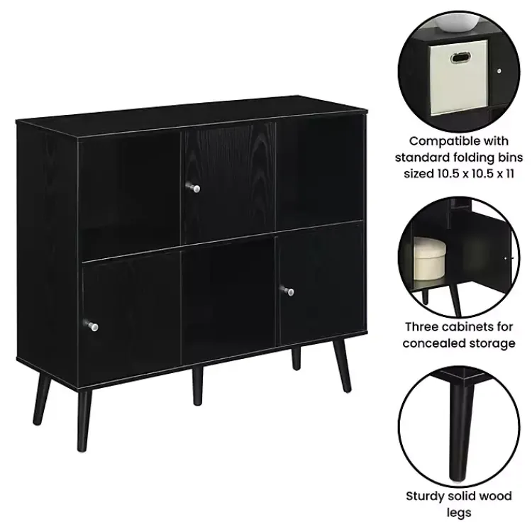 Kirklands Home Cabinets & Sideboards|Mid-Century Modern Cubby Cabinet Black