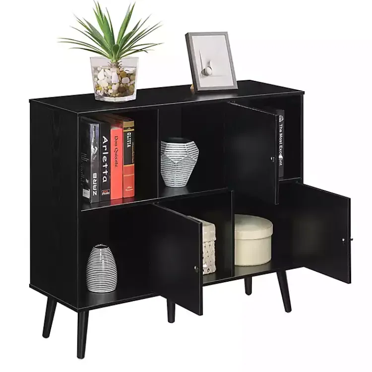 Kirklands Home Cabinets & Sideboards|Mid-Century Modern Cubby Cabinet Black