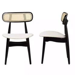 Kirklands Home Dining Chairs|Black Mid-Century Modern Dining Chairs, Set of 2 White