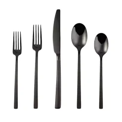 Kirklands Home Flatware & Cutlery|Mirrored Steel 20-pc. Flatware Set Black