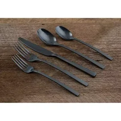 Kirklands Home Flatware & Cutlery|Mirrored Steel 20-pc. Flatware Set Black