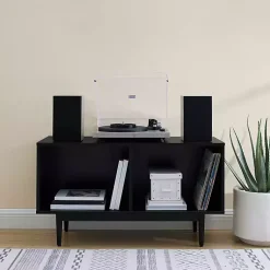 Kirklands Home Console Tables|Black Modern Wood Console Table, 40 in.