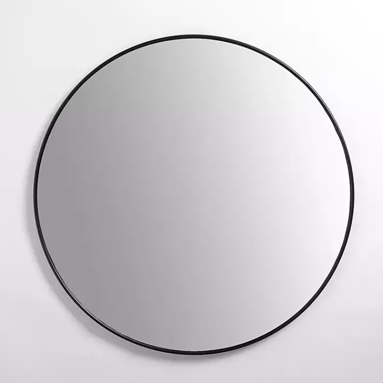 Kirklands Home Framed Mirrors|Nouveau Linear Round Mirror Black