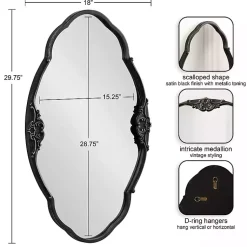 Kirklands Home Decorative Mirrors|Black Novella Baroque Wall Mirror