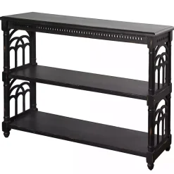 Kirklands Home Entryway Furniture|Open Shelf Cathedral Ends Console Table Black