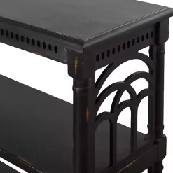 Kirklands Home Entryway Furniture|Open Shelf Cathedral Ends Console Table Black