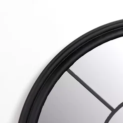 Kirklands Home Decorative Mirrors|Black Paned Iron Wall Mirror