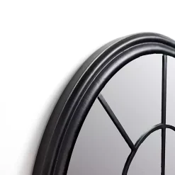 Kirklands Home Decorative Mirrors|Black Paned Iron Wall Mirror