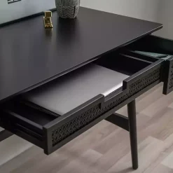 Kirklands Home Office Furniture|Rattan Ryker Desk Black