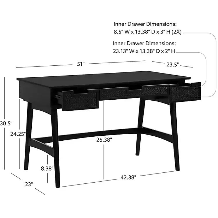 Kirklands Home Office Furniture|Rattan Ryker Desk Black