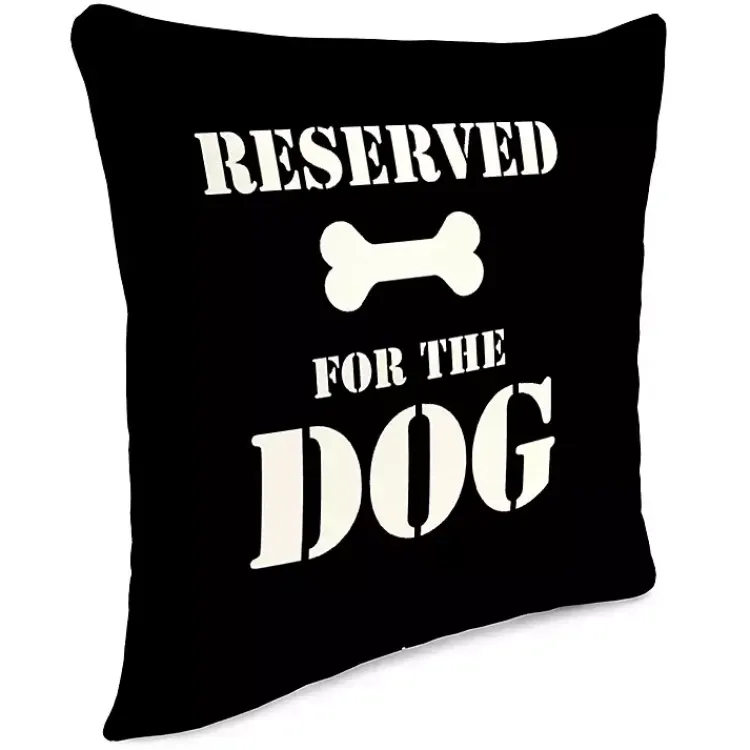 Kirklands Home Outdoor Cushions & Pillows|Black Reserved for the Dog Outdoor Pillow