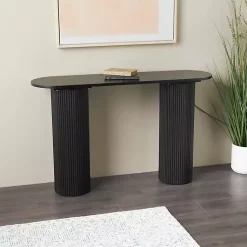 Kirklands Home Console Tables|Ribbed Pillars Console Table Black