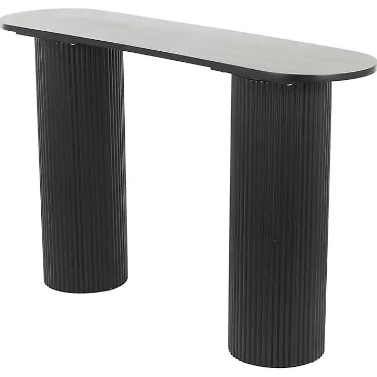 Kirklands Home Console Tables|Ribbed Pillars Console Table Black