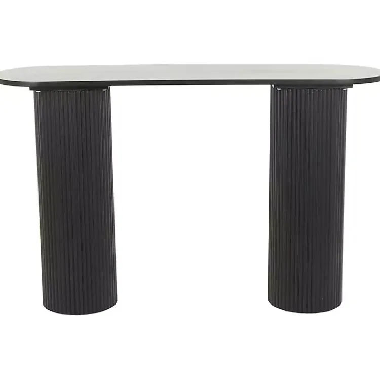 Kirklands Home Console Tables|Ribbed Pillars Console Table Black