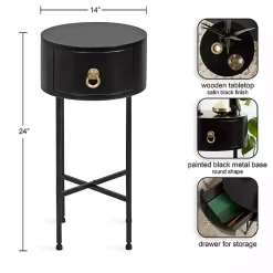 Kirklands Home Accent & End Tables|Round Decklyn Accent Table Black