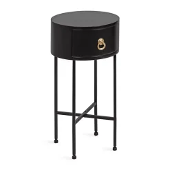 Kirklands Home Accent & End Tables|Round Decklyn Accent Table Black