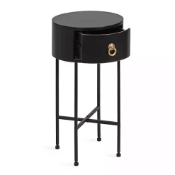 Kirklands Home Accent & End Tables|Round Decklyn Accent Table Black