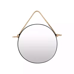 Kirklands Home Framed Mirrors|Black Round Framed Mirror with Rope