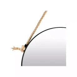 Kirklands Home Framed Mirrors|Black Round Framed Mirror with Rope