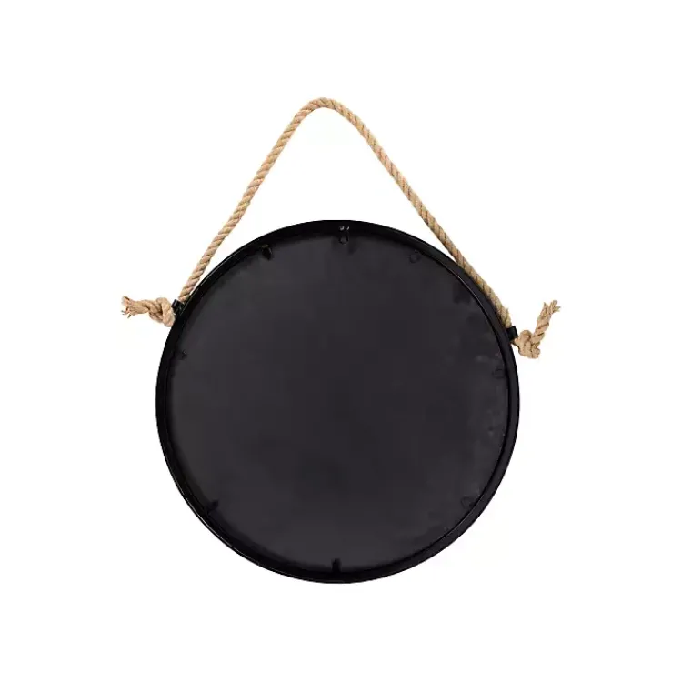 Kirklands Home Framed Mirrors|Black Round Framed Mirror with Rope