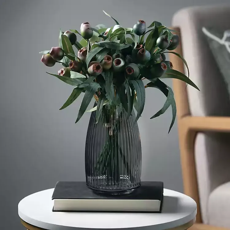 Clearance Round Ribbed Glass Vase Vases