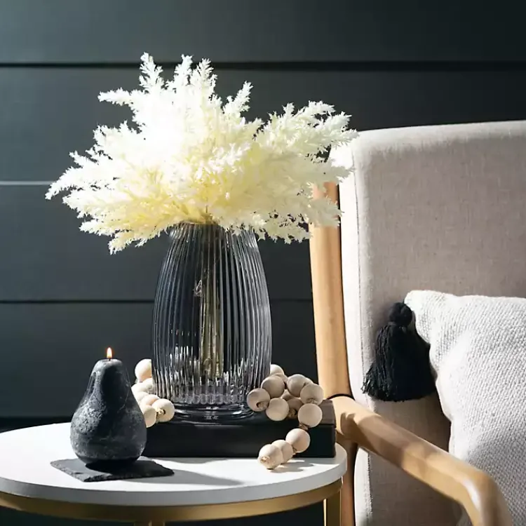 Clearance Round Ribbed Glass Vase Vases