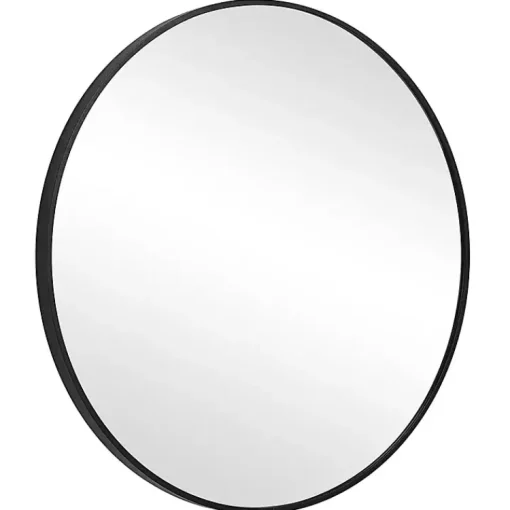 Kirklands Home Framed Mirrors|Round Simple Frame Medium Wall Mirror Black