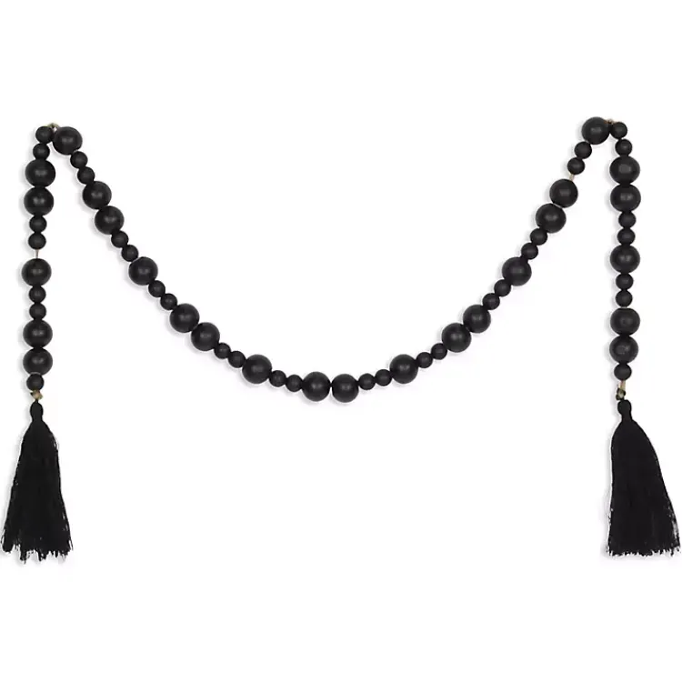 Hot Round Wood Bead Tassel Garland Decorative Accents