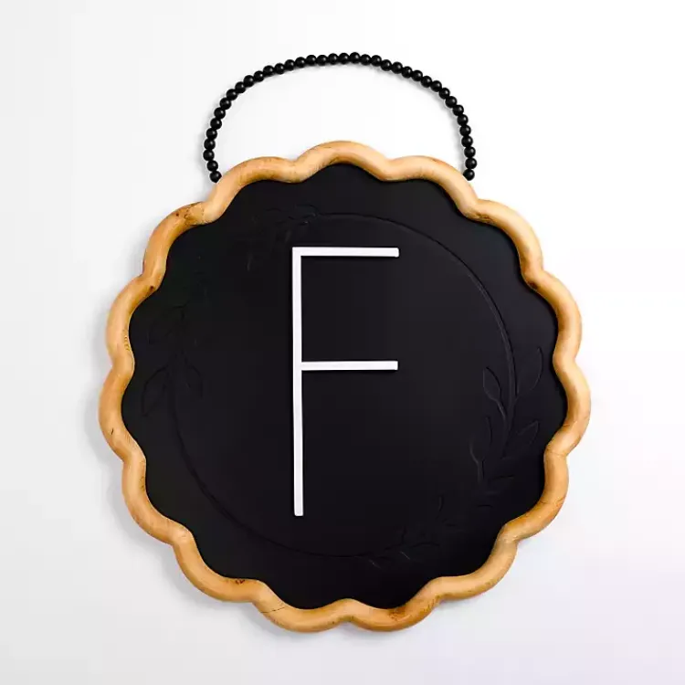 Kirklands Home Monogram Wall Decor|Black Scalloped Monogram F Wall Plaque