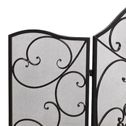 Outlet Black Scroll Work Metal Fireplace Screen Fireplace Accessories