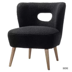 Kirklands Home Accent Chairs|Sherpa Barrel Accent Chair Black