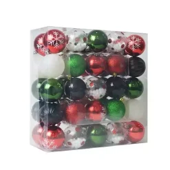 Hot Black Shiny Matte Frosted 40-pc. Ornament Set Christmas Ornaments