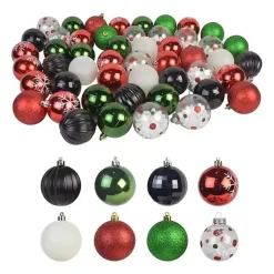 Hot Black Shiny Matte Frosted 40-pc. Ornament Set Christmas Ornaments