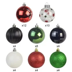 Hot Black Shiny Matte Frosted 40-pc. Ornament Set Christmas Ornaments