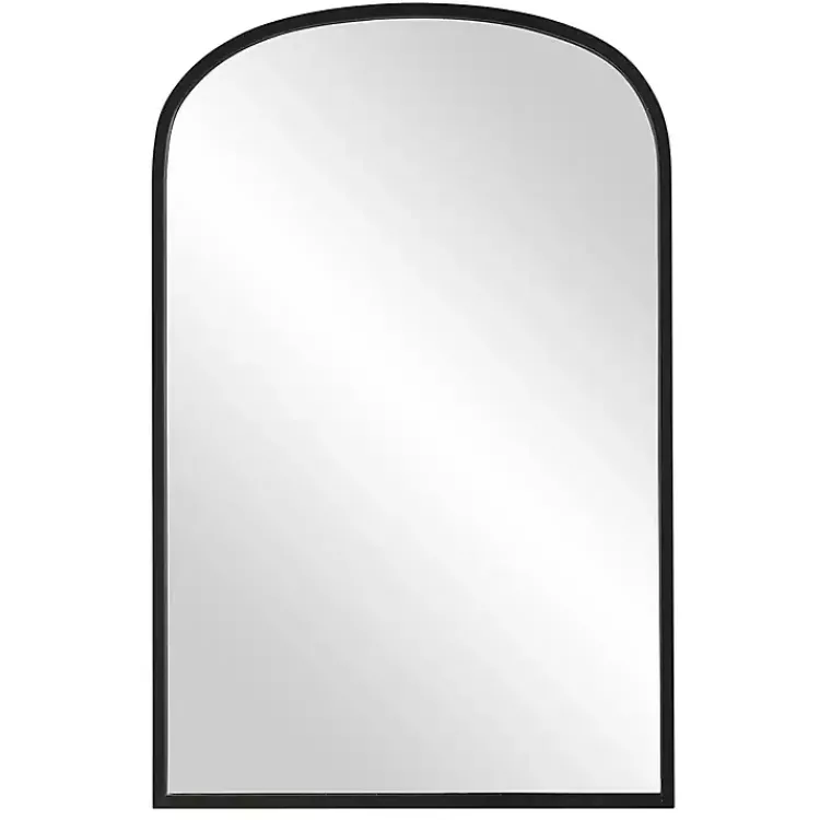 Kirklands Home Framed Mirrors|Black Simple Round Top Wall Mirror