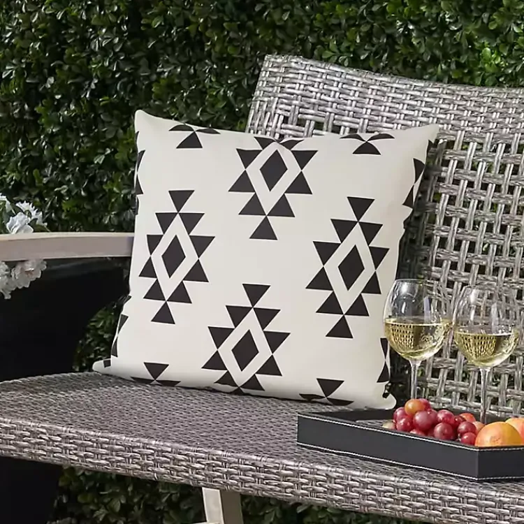 Kirklands Home Outdoor Cushions & Pillows|Black Southwestern Geometric Outdoor Pillow