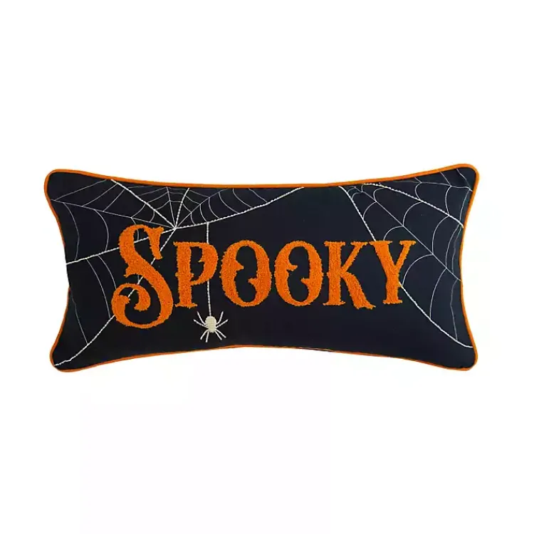 Sale Black Spooky Spider Web Lumbar Pillow Halloween
