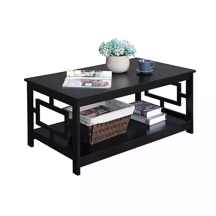 Kirklands Home Coffee Tables|Square Cut-Out Sides Coffee Table Black
