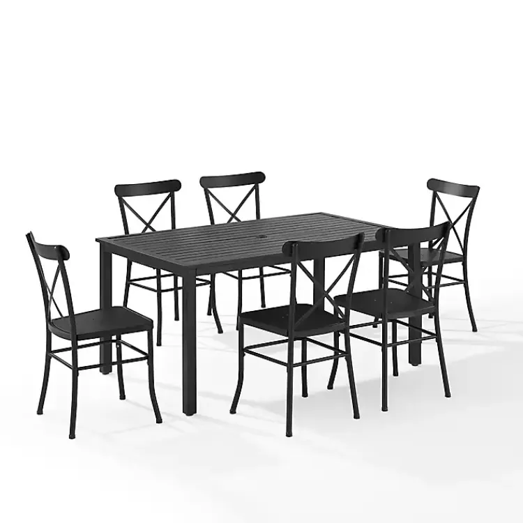 Kirklands Home Outdoor Dining|Steel Farmhouse 7-pc. Outdoor Dining Set Black