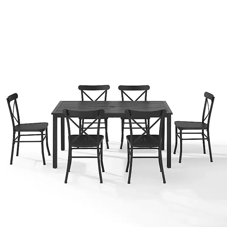 Kirklands Home Outdoor Dining|Steel Farmhouse 7-pc. Outdoor Dining Set Black