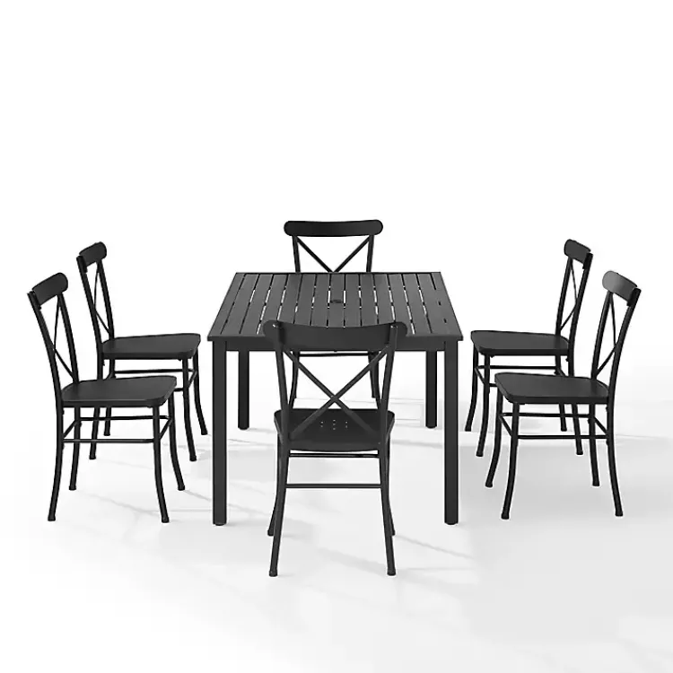 Kirklands Home Outdoor Dining|Steel Farmhouse 7-pc. Outdoor Dining Set Black