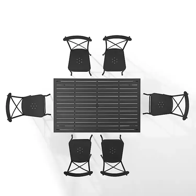 Kirklands Home Outdoor Dining|Steel Farmhouse 7-pc. Outdoor Dining Set Black