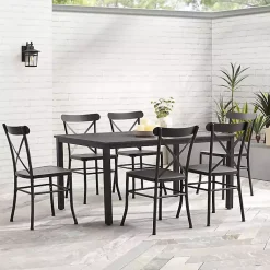 Kirklands Home Outdoor Dining|Steel Farmhouse 7-pc. Outdoor Dining Set Black